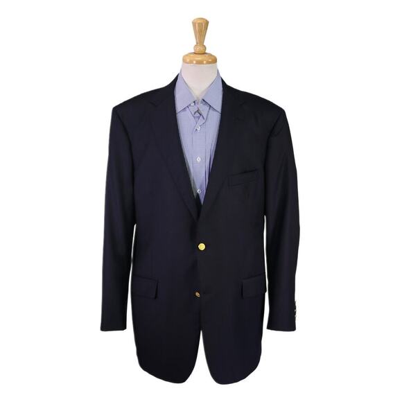 Southwick Current Solid Navy Blue w/ Gold Metal Buttons Wool Blazer 46L - Picture 1 of 8